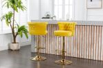 COOLMORE Swivel Bar Stools Set of 2 Adjustable Counter Height Chairs with Footrest for Kitchen, Dining Room 2PC/SET