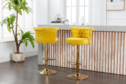 COOLMORE Swivel Bar Stools Set of 2 Adjustable Counter Height Chairs with Footrest for Kitchen, Dining Room 2PC/SET