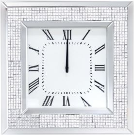 Iama Wall Clock in Mirrored & Faux Rhinestones 97396