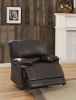Dark Brown Faux Leather Covered 1pc Comfortable Reclining Chair Solid Wood and Plywood Frame Living Room Furniture