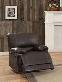 Dark Brown Faux Leather Covered 1pc Comfortable Reclining Chair Solid Wood and Plywood Frame Living Room Furniture