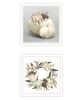 "BOHO Pumpkins and Flowers" 2-Piece Vignette by House Fenway; Ready to Hang Framed Print; White Frame