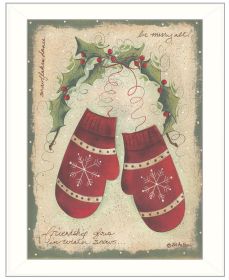Trendy Decor 4U "Merry Mittens" Framed Wall Art; Modern Home Decor Framed Print for Living Room; Bedroom & Farmhouse Wall Decoration by Jill Ankrom