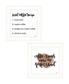 "Coffee & Friends Recipe" 2-Piece Vignette by Imperfect Dust; Ready to Hang Framed Print; White Frame
