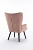 Accent Chair Living Room Side Chair Mid Century Modern Accent Chair With Wooden Legs Velvet Fabric, Pink