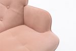 Accent Chair Living Room Side Chair Mid Century Modern Accent Chair With Wooden Legs Velvet Fabric, Pink