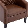 COOLMORE Accent Chair with Ottoman; Mid Century Modern Barrel Chair Upholstered Club Tub Round Arms Chair for Living Room