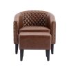 COOLMORE Accent Chair with Ottoman; Mid Century Modern Barrel Chair Upholstered Club Tub Round Arms Chair for Living Room