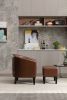 COOLMORE Accent Chair with Ottoman; Mid Century Modern Barrel Chair Upholstered Club Tub Round Arms Chair for Living Room