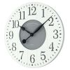 Indoor Round 23.5" White and Gray Arabic Wainscot Farmhouse Analog Wall Clock