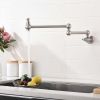 Pot Filler Faucet Wall Mount; with Double Joint Swing Arms Brushed Nickel