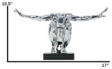Saluting Man Resin Sculpture, Large, Chrome, Small - Size 12.5" x 17" x 8"