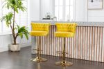 COOLMORE Swivel Bar Stools Set of 2 Adjustable Counter Height Chairs with Footrest for Kitchen, Dining Room 2PC/SET
