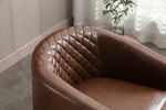 COOLMORE Accent Chair with Ottoman; Mid Century Modern Barrel Chair Upholstered Club Tub Round Arms Chair for Living Room