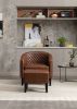 COOLMORE Accent Chair with Ottoman; Mid Century Modern Barrel Chair Upholstered Club Tub Round Arms Chair for Living Room