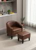 COOLMORE Accent Chair with Ottoman; Mid Century Modern Barrel Chair Upholstered Club Tub Round Arms Chair for Living Room