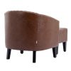 COOLMORE Accent Chair with Ottoman; Mid Century Modern Barrel Chair Upholstered Club Tub Round Arms Chair for Living Room