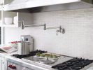 Pot Filler Faucet Wall Mount; with Double Joint Swing Arms Brushed Nickel