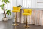 COOLMORE Swivel Bar Stools Set of 2 Adjustable Counter Height Chairs with Footrest for Kitchen, Dining Room 2PC/SET