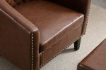 COOLMORE Accent Chair with Ottoman; Mid Century Modern Barrel Chair Upholstered Club Tub Round Arms Chair for Living Room