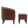 COOLMORE Accent Chair with Ottoman; Mid Century Modern Barrel Chair Upholstered Club Tub Round Arms Chair for Living Room