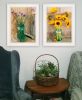 "Country Sunflowers & Chives" 2-Piece Vignette by Anthony Smith; Ready to Hang Framed Print; White Frame