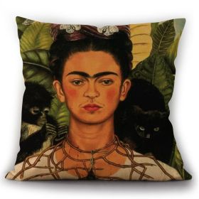 Self-portrait Oil Painting Linen Cushion Pillowcase (Option: 11style-45x45cm)