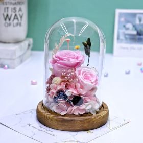 Creative Roses LED Lamp Glass Cover Ornaments (Color: Pink)
