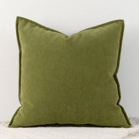 Living Room Sofa Herringbone Pattern Chenille Pillowcase (Option: Olive green-65x65cm)