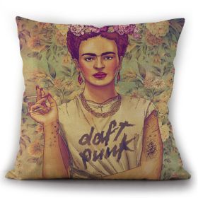 Self-portrait Oil Painting Linen Cushion Pillowcase (Option: 10style-45x45cm)