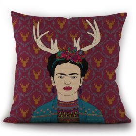 Self-portrait Oil Painting Linen Cushion Pillowcase (Option: 6style-45x45cm)