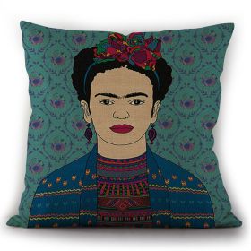 Self-portrait Oil Painting Linen Cushion Pillowcase (Option: 7style-45x45cm)