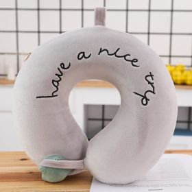 Cartoon Memory Cotton U-shaped Cervical Pillow (Option: Grey characters)