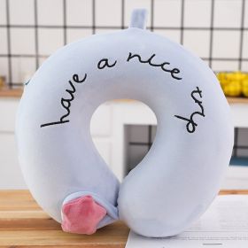 Cartoon Memory Cotton U-shaped Cervical Pillow (Option: Blue characters)