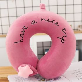 Cartoon Memory Cotton U-shaped Cervical Pillow (Option: Rose red characters)