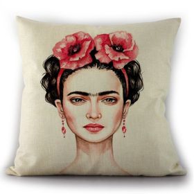 Self-portrait Oil Painting Linen Cushion Pillowcase (Option: 2style-45x45cm)