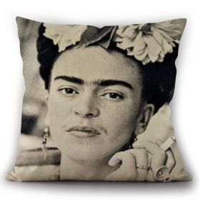 Self-portrait Oil Painting Linen Cushion Pillowcase (Option: 13style-45x45cm)