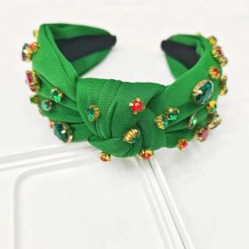 Christmas Exquisite Rhinestone Knotted Fabric Headband (Option: Christmas Green)