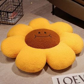 Cartoon Sunflower Flower-pattern Throw Pillow Bay Window (Option: Yellow Flower Brown Core-60cm)