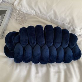 Simple Spandex Caterpillar Woven Pillow (Option: Navy Blue-45x25CM)