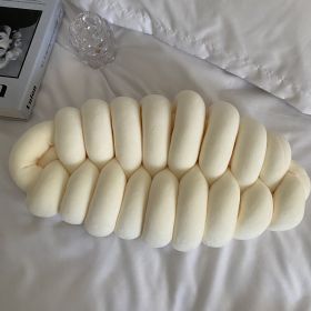 Simple Spandex Caterpillar Woven Pillow (Option: Milky White-45x25CM)