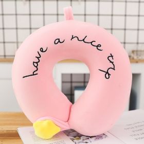 Cartoon Memory Cotton U-shaped Cervical Pillow (Option: Pink characters)
