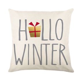 Christmas Cover Simple Letters Hand Painted Elk Christmas Tree Printed Linen Pillow Holiday Decoration (Option: YMD195 4-45x45cm-Pillowcase)