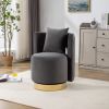 25.2'' Wide Swivel Accent Barrel Chair, Modern Curved Tufted Back With Gold Metal Base, Upholstered Vanity Stool With Throw Pillow For Living Room, Be