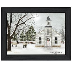 Trendy Decor 4U "I Heard the Bells on Christmas" Framed Wall Art; Modern Home Decor Framed Print for Living Room; Bedroom & Farmhouse Wall Decoration (Color: as Pic)