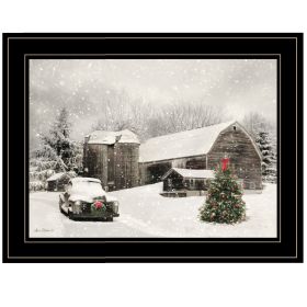 Trendy Decor 4U "Farmhouse Christmas" Framed Wall Art; Modern Home Decor Framed Print for Living Room; Bedroom & Farmhouse Wall Decoration by Lori Dei (Color: as Pic)