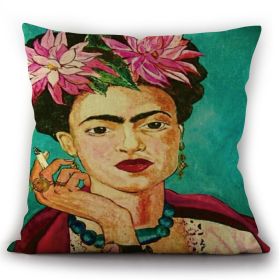 Self-portrait Oil Painting Linen Cushion Pillowcase (Option: 1style-45x45cm)