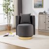 25.2'' Wide Swivel Accent Barrel Chair, Modern Curved Tufted Back With Gold Metal Base, Upholstered Vanity Stool With Throw Pillow For Living Room, Be