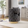25.2'' Wide Swivel Accent Barrel Chair, Modern Curved Tufted Back With Gold Metal Base, Upholstered Vanity Stool With Throw Pillow For Living Room, Be